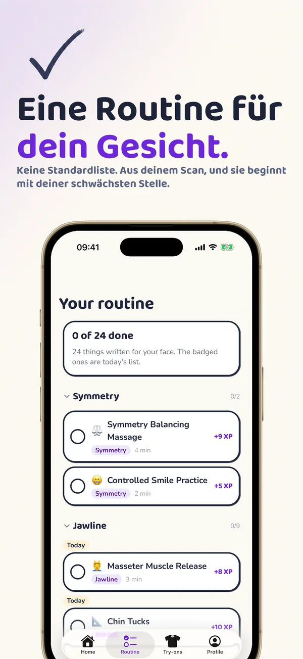 Eine Routine für dein Gesicht: die Aufgaben des Tages, sortiert nach dem Wert, an dem jede arbeitet.
